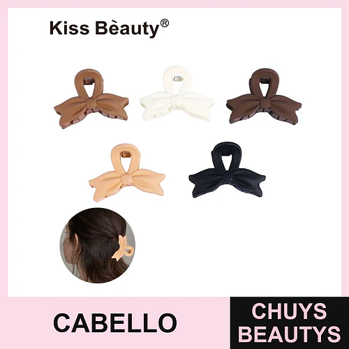 Set de 5 pinzas para el cabello tipo lazo Kiss Bèauty® en tonos neutros - Chuys Beautys | Chuys Beautys