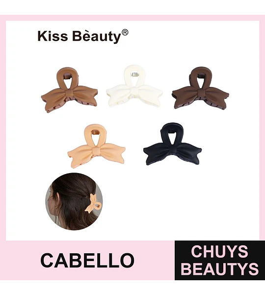 Set de 5 pinzas para el cabello tipo lazo Kiss Bèauty® en tonos neutros
