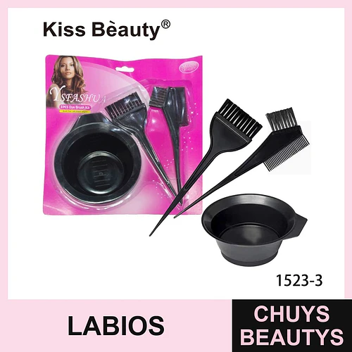 Kit de 3 Pinceles y Bol para Tinte de Cabello Profesional YSFASHUA Kiss Beauty - Chuys Beautys | Chuys Beautys