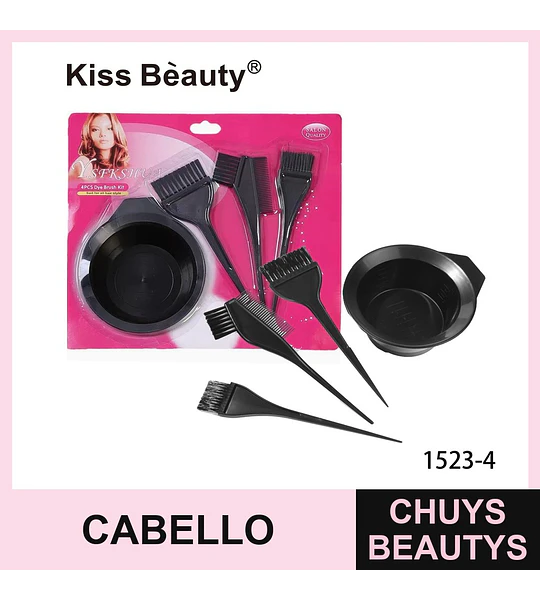Kit de herramientas para teñir cabello Kiss Bèauty de 4 piezas