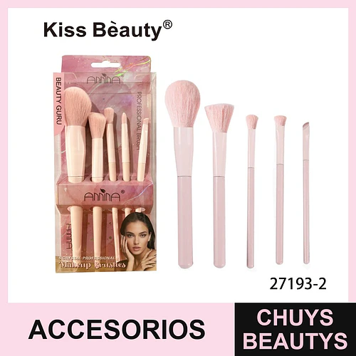 Set de 5 brochas profesionales para maquillaje Kiss Bèauty Amina - Chuys Beautys | Chuys Beautys