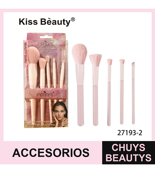 Set de 5 brochas profesionales para maquillaje Kiss Bèauty Amina