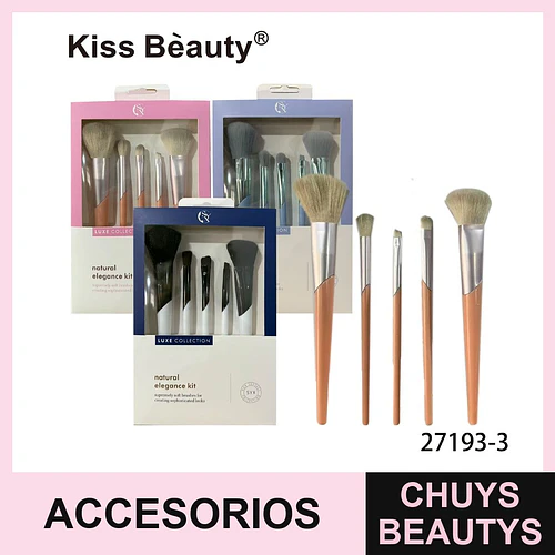 Set de Brochas de Maquillaje Kiss Bèauty Luxe Collection para Rostro y Ojos - Chuys Beautys | Chuys Beautys