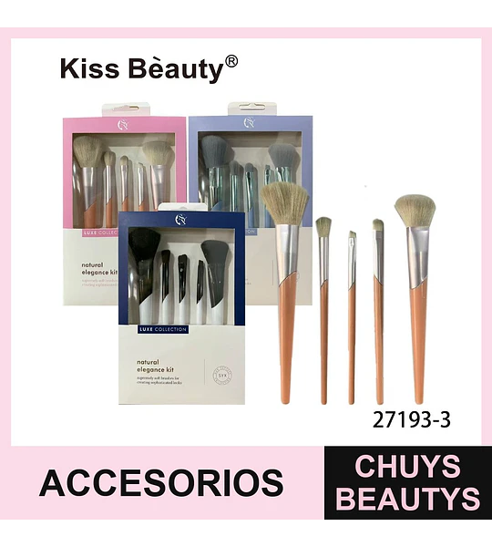 Set de Brochas de Maquillaje Kiss Bèauty Luxe Collection para Rostro y Ojos