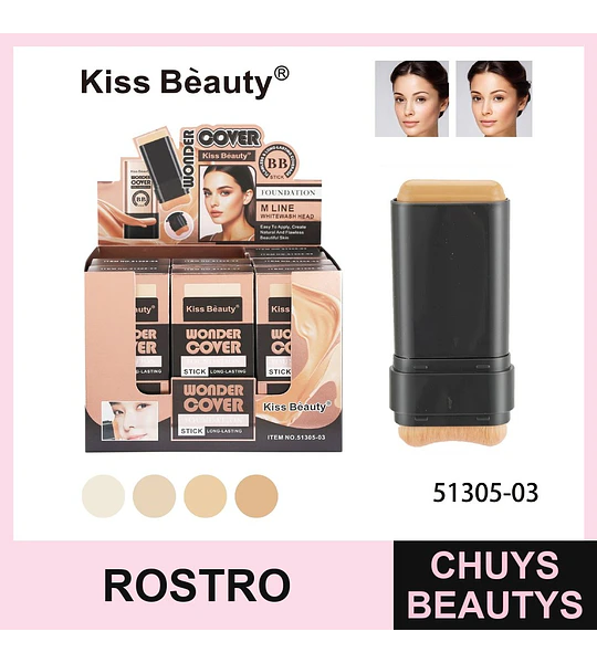 Base de Maquillaje en Barra Wonder Cover BB Stick de Larga Duración Kiss Beauty
