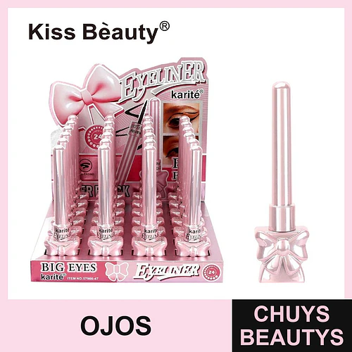 Delineador de Ojos Líquido Larga Duración Kiss Bèauty Karité Rosa con Moño - Chuys Beautys | Chuys Beautys