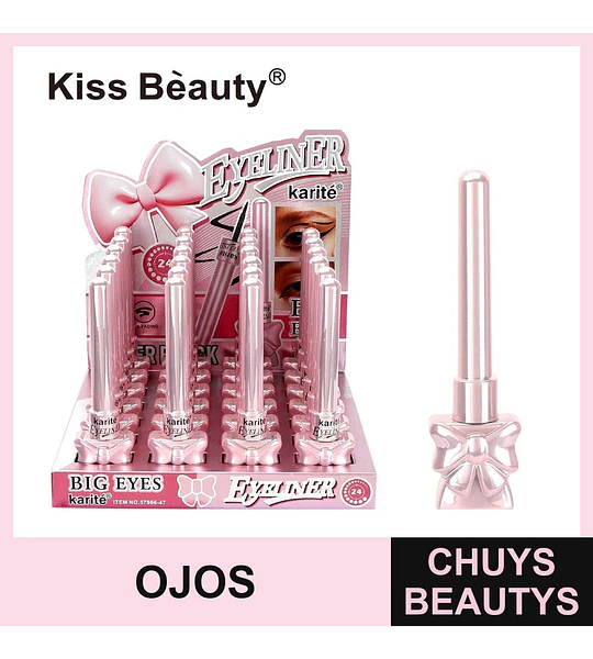 Delineador de Ojos Líquido Larga Duración Kiss Bèauty Karité Rosa con Moño
