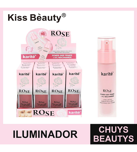 Primer Facial Karité Rose Power Grip con Niacinamida 4% Iluminador