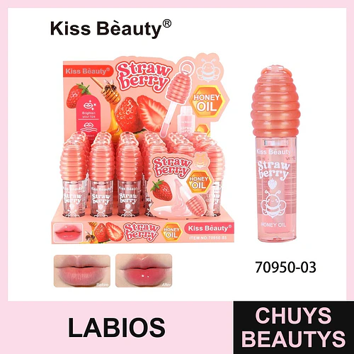 Aceite Labial Kiss Beauty Fresa y Miel para Labios Hidratados y Brillantes - Chuys Beautys | Chuys Beautys