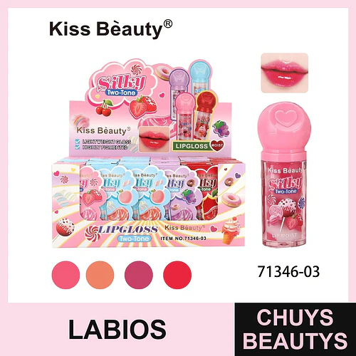 Brillo Labial Silky Two-Tone Kiss Bèauty Variedad de Tonos y Sabores - Chuys Beautys | Chuys Beautys