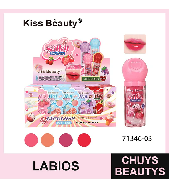 Brillo Labial Silky Two-Tone Kiss Bèauty Variedad de Tonos y Sabores