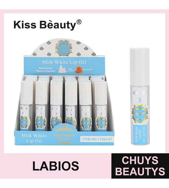 Aceite Labial Milk White Kiss Beauty Hidratante y Reparador con Miel