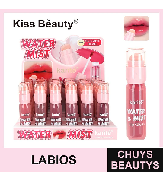 Brillo labial efecto agua con aplicador de silicona Karité Water Mist