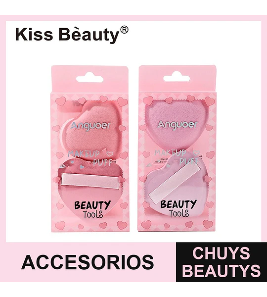 Set de 2 esponjas de maquillaje corazón Kiss Bèauty Anguoer