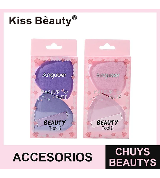 Esponja aplicadora de maquillaje Anguoer Kiss Beauty con cinta, varios colores