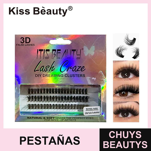 Pestañas postizas en racimos 3D Kiss Bèauty Lash Craze con largos mixtos - Chuys Beautys | Chuys Beautys