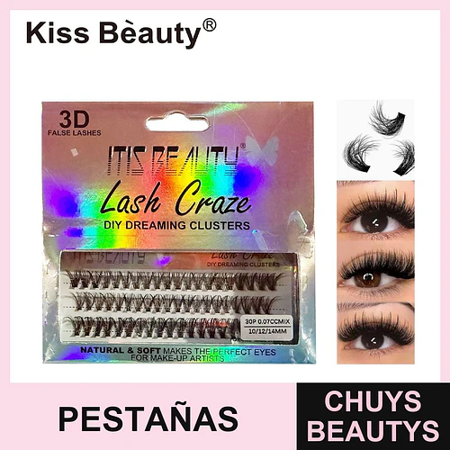 Pestañas postizas en cluster 3D Kiss Beauty Lash Craze mixtas - Chuys Beautys | Chuys Beautys