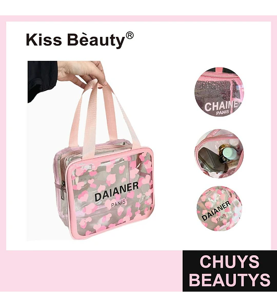 Organizador de Maquillaje Transparente con Corazones Kiss Bèauty