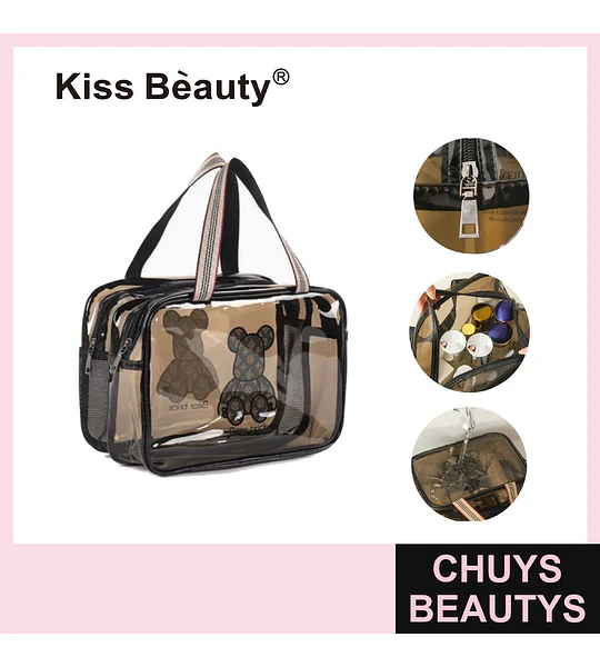 Organizador de Cosméticos Transparente con Diseño de Osos Kiss Beauty