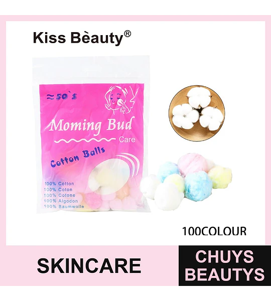 Bolas de Algodón Suaves 100% Algodón Kiss Bèauty para Cuidado Facial