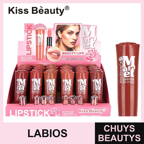 Labial Matte Larga Duración Kiss Beauty con Protección Solar SPF 30 PA+++ - Chuys Beautys | Chuys Beautys