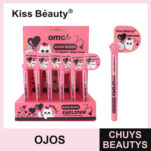 Eyeliner Líquido Negro Intenso con Punta Fina Kiss Bèauty - Chuys Beautys | Chuys Beautys