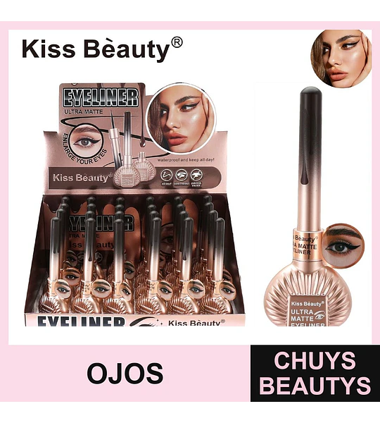 Delineador de Ojos Líquido Ultra Mate Kiss Beauty Larga Duración
