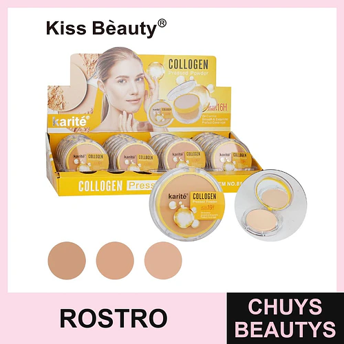 Polvo Compacto Kiss Beauty Karité con Colágeno y Control de Aceite 16H - Chuys Beautys | Chuys Beautys