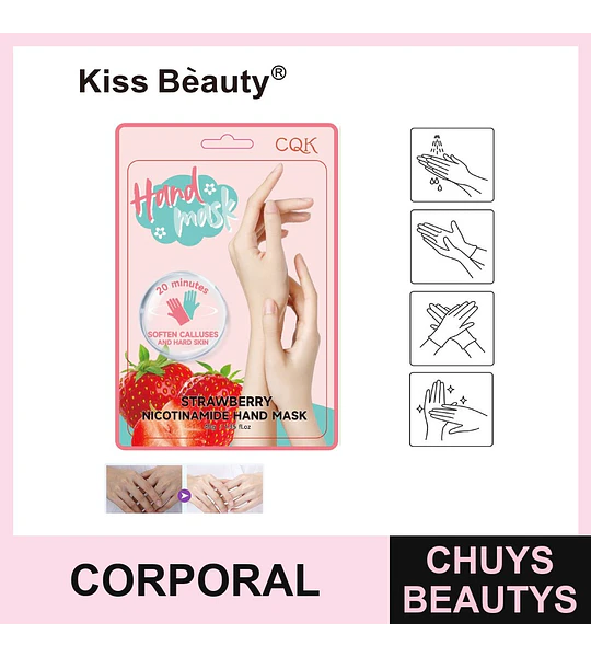 Mascarilla de manos suavizante de fresa y niacinamida Kiss Beauty