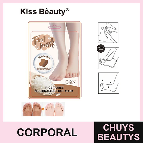 Mascarilla de Pies con Nicotinamida y Arroz Kiss Beauty para Hidratación y Brillo - Chuys Beautys | Chuys Beautys