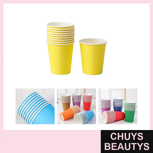 Vasos desechables de papel para uso en salones o eventos de belleza (10 unidades) - Chuys Beautys | Chuys Beautys