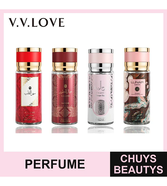 Set de 4 Fragancias Corporales V.V.LOVE de 100ml con Aromas Variados