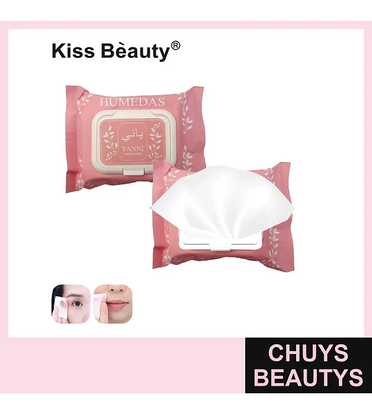 Toallitas Desmaquillantes Suaves Yanni de Kiss Beauty, 72 Unidades