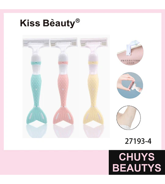 Set de Depiladoras Desechables con Mango Diseño Sirena Kiss Beauty