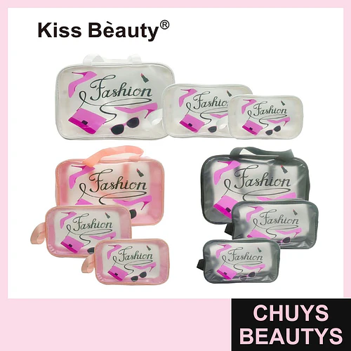 Set de Neceser Transparente 'Fashion' Kiss Beauty YH185 - Chuys Beautys | Chuys Beautys