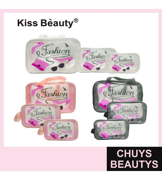 Set de Neceser Transparente 'Fashion' Kiss Beauty YH185