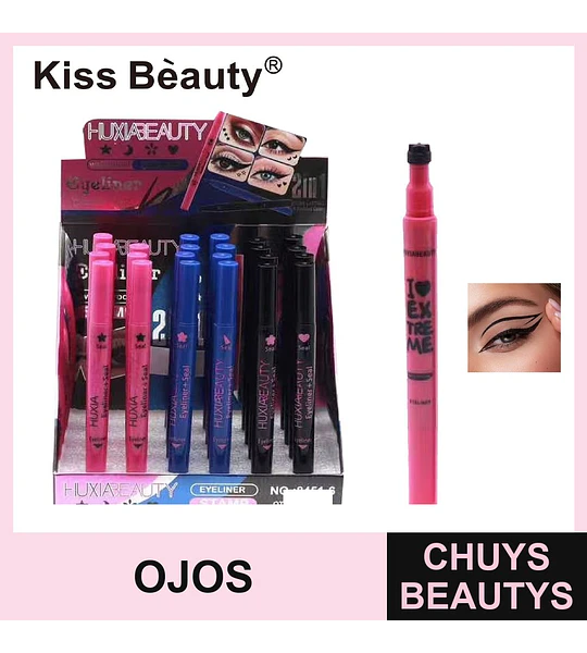 Delineador de Ojos Doble Punta con Sello HUXIABEAUTY para un Trazo Perfecto