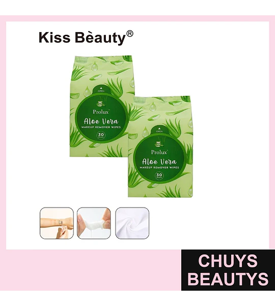 Toallitas Desmaquillantes Prolux Aloe Vera Kiss Bèauty 30 Hojas
