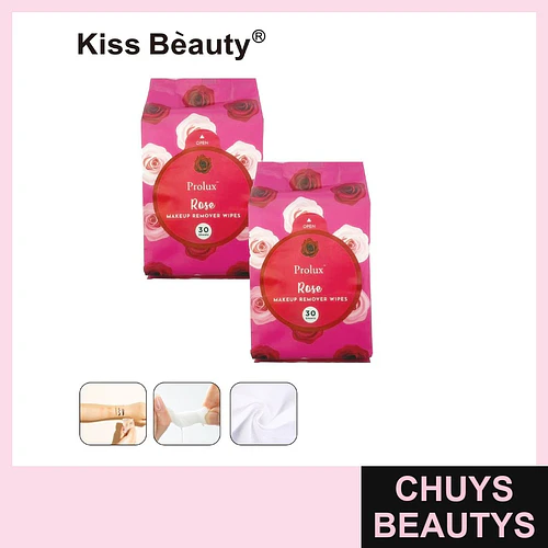 Toallitas desmaquillantes Prolux Rose de Kiss Bèauty, 30 hojas - Chuys Beautys | Chuys Beautys