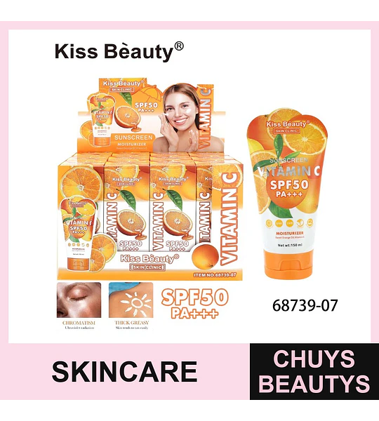 Protector solar hidratante Kiss Beauty con Vitamina C y SPF50 PA+++