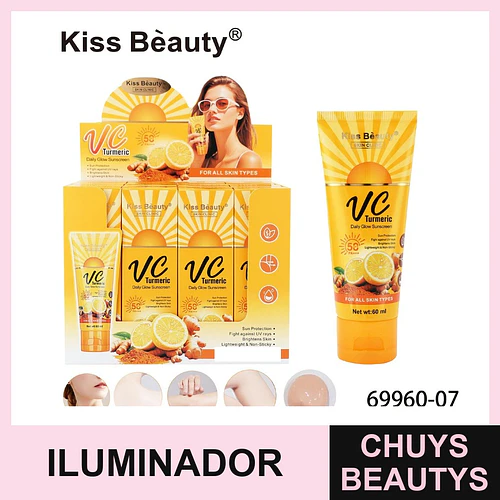 Protector Solar Facial y Corporal VC Cúrcuma Daily Glow Kiss Beauty - Chuys Beautys | Chuys Beautys