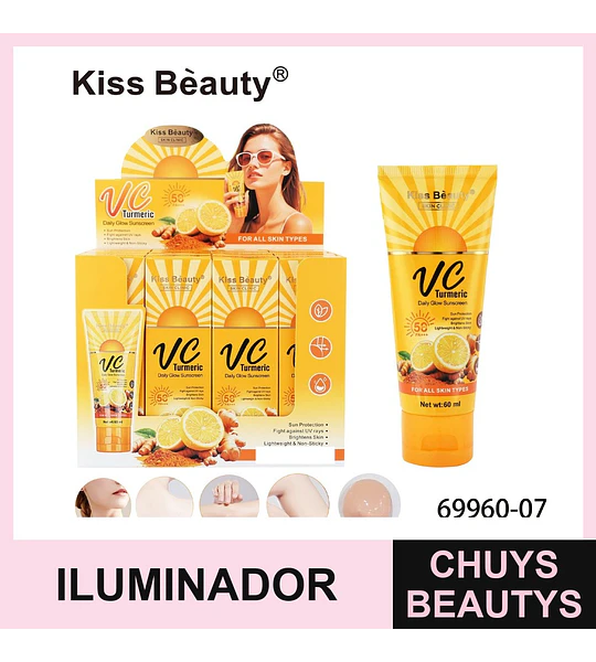 Protector Solar Facial y Corporal VC Cúrcuma Daily Glow Kiss Beauty
