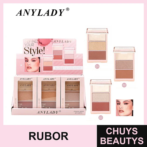 Paleta de Rubor e Iluminador Multifuncional ANYLADY Define Your Style - Chuys Beautys | Chuys Beautys