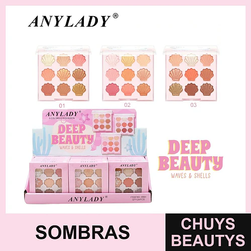 Paleta de Sombras de Ojos ANYLADY Deep Beauty 9 Colores Temática Marina - Chuys Beautys | Chuys Beautys