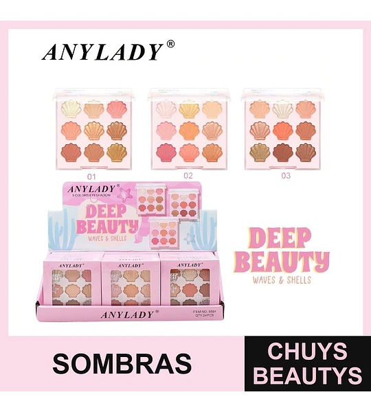 Paleta de Sombras de Ojos ANYLADY Deep Beauty 9 Colores Temática Marina
