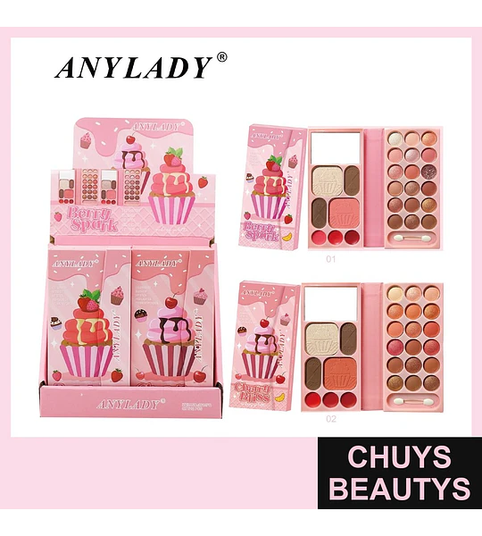 Paleta de Maquillaje Multifuncional ANYLADY Berry Spark y Cherry Bliss