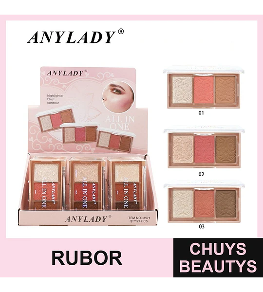 Paleta Todo en Uno ANYLADY Iluminador Rubor Contorno Rostro