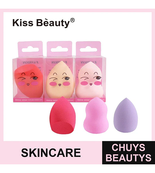 Esponjas de Maquillaje Suaves con Diseño Facial Kiss Bèauty