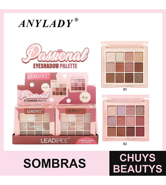 LEADFACE Passional Paleta de Sombras de Ojos de 12 Tonos