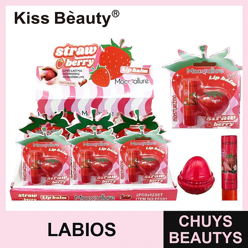 Bálsamo Labial Hidratante Fresa Larga Duración Mocmallure Kiss Beauty - Chuys Beautys | Chuys Beautys